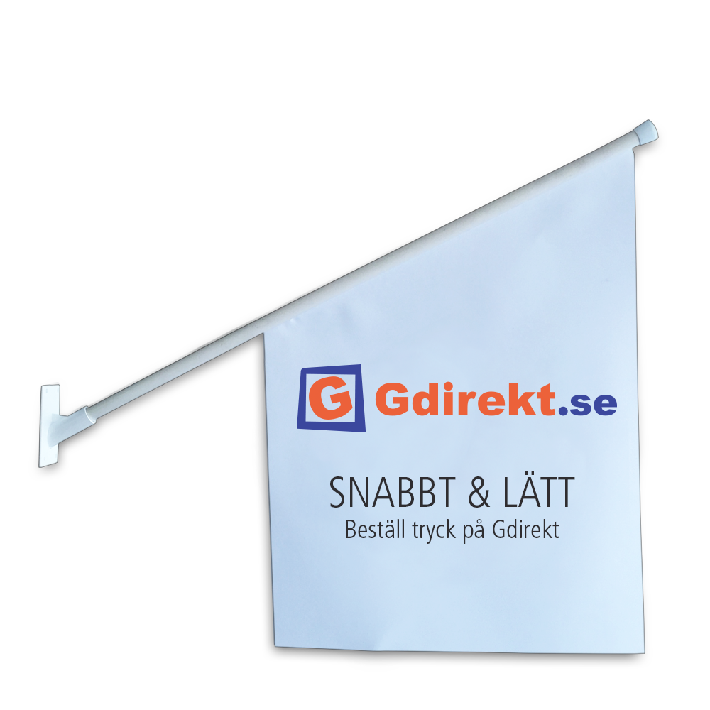 Kioskflag og butiksflag med beslag, trykt med farve