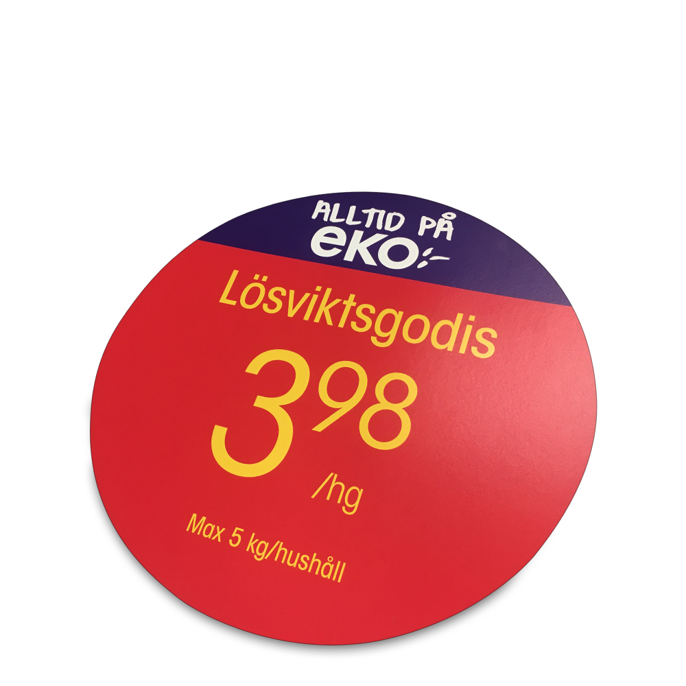 Rund kartonplade til skiltning